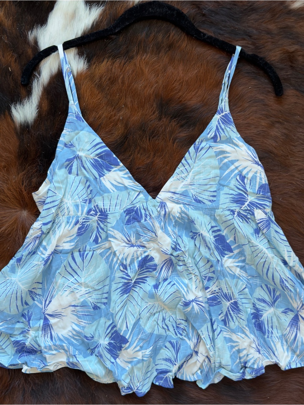 Blue Palm-Print Adjustable Strap Camisole - size M